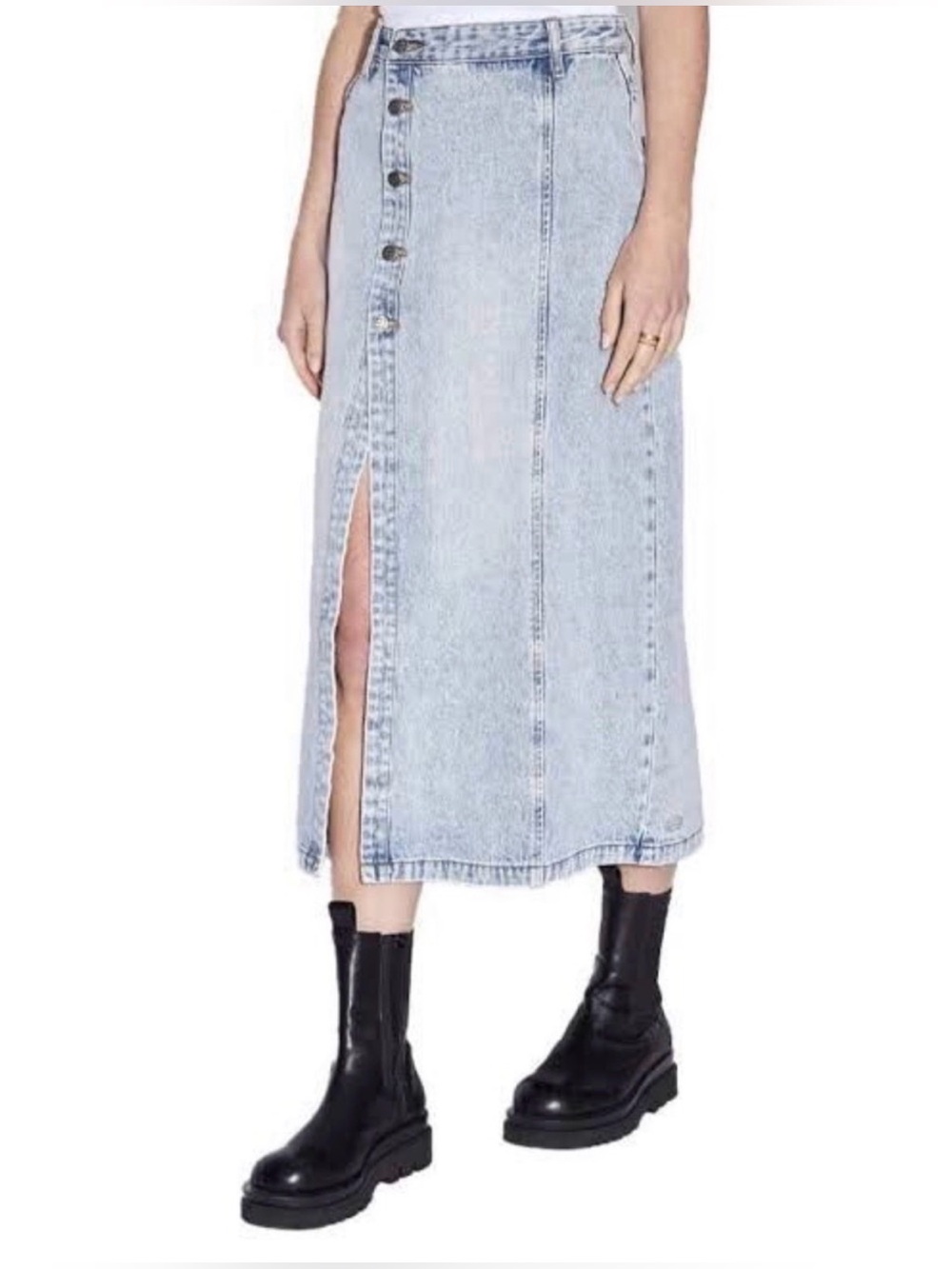 Ksubi Jordan Midi Denim Asymmetrical 90s Y2K Skirt in Light Blue Wash Size 28